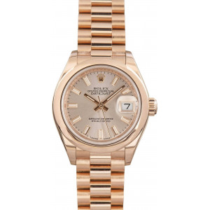 Rolex Lady Datejust 18k Everose Gold 279165 Silver Dial