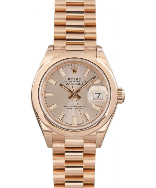 Rolex Lady Datejust 18k Everose Gold 279165 Silver Dial