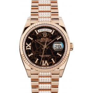 Rolex Day-Date 36 Ref 128235 Eisenkiesel Diamond Dial