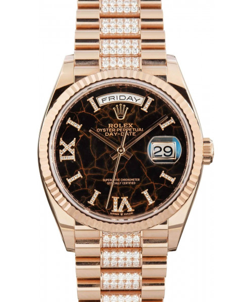 Rolex Day-Date 36 Ref 128235 Eisenkiesel Diamond Dial