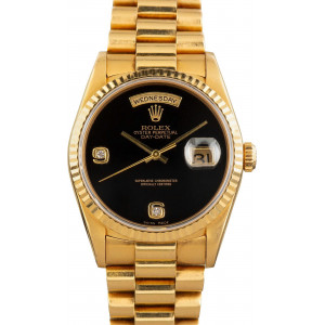 Rolex Day-Date 36 Yellow Gold 18238 Onyx Arabic Diamond Dial
