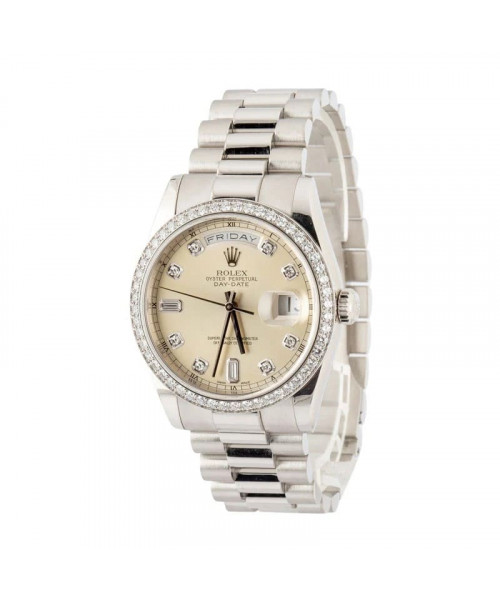 Rolex Day-Date 36 Platinum 118346 Diamond Dial & Bezel