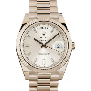 Rolex Day-Date 40 Ref 228239 Silver Diamond Dial