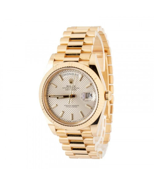 Rolex Day-Date 40 Ref 228238 Silver Diagonal Motif Dial