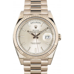 Rolex Day-Date 40 Ref 228239 Silver Tapestry Dial