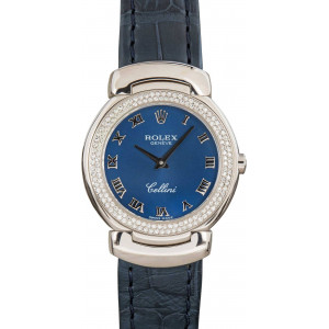 Ladies Rolex Cellini White Gold 6671 Blue Dial