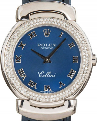 Ladies Rolex Cellini White Gold 6671 Blue Dial