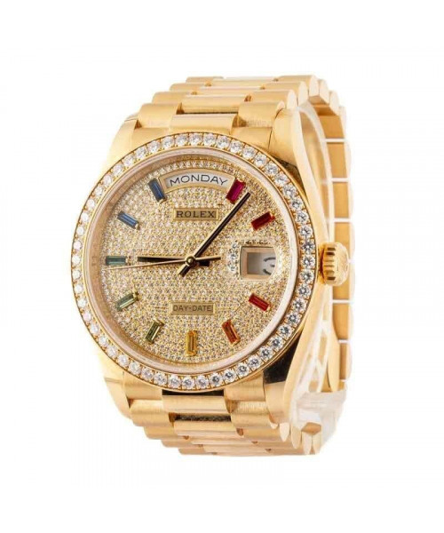 Rolex Day-Date 36 Rainbow Dial 128348 18k Yellow Gold