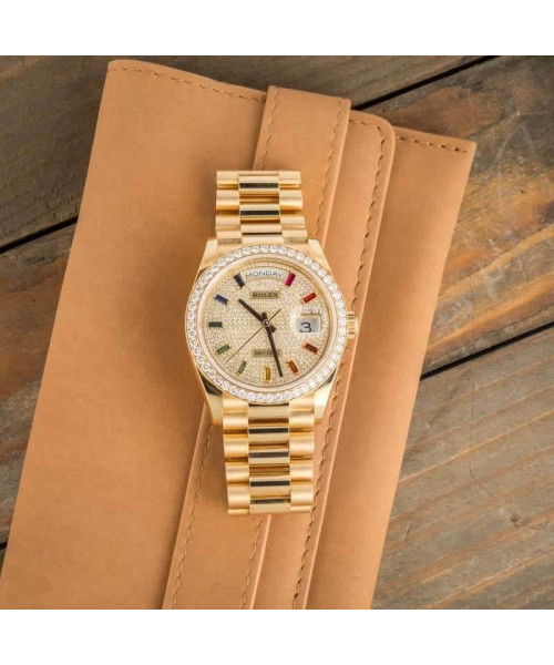 Rolex Day-Date 36 Rainbow Dial 128348 18k Yellow Gold