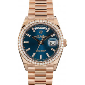 Rolex Day-Date 36 Blue Green Dial 128345 18k Everose Gold