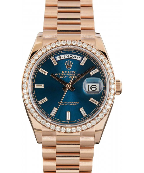 Rolex Day-Date 36 Blue Green Dial 128345 18k Everose Gold