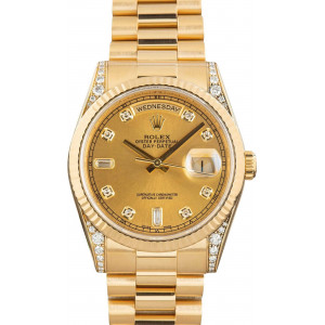 Rolex Day-Date 36 Diamond Dial 118338 18k Yellow Gold