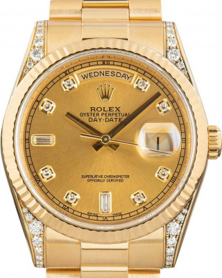 Rolex Day-Date 36 Diamond Dial 118338 18k Yellow Gold