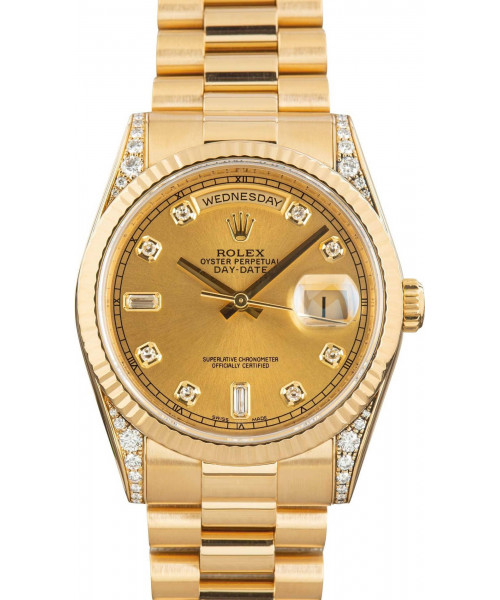 Rolex Day-Date 36 Diamond Dial 118338 18k Yellow Gold
