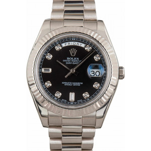Rolex Day-Date II White Gold 218239 Black Diamond Dial