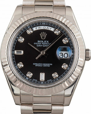 Rolex Day-Date II White Gold 218239 Black Diamond Dial
