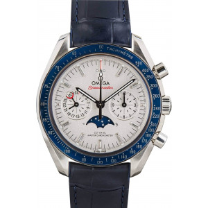 Omega Speedmaster Moonphase Platinum on Leather Strap