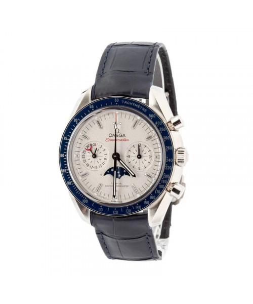 Omega Speedmaster Moonphase Platinum on Leather Strap