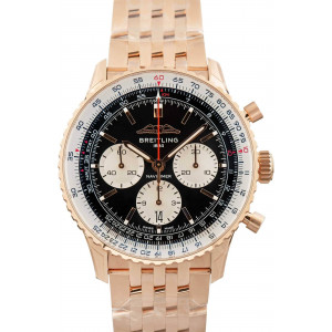 Breitling Navitimer B01 Chronograph 18k Red Gold Black Dial