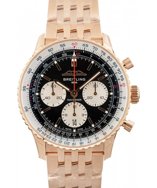 Breitling Navitimer B01 Chronograph 18k Red Gold Black Dial
