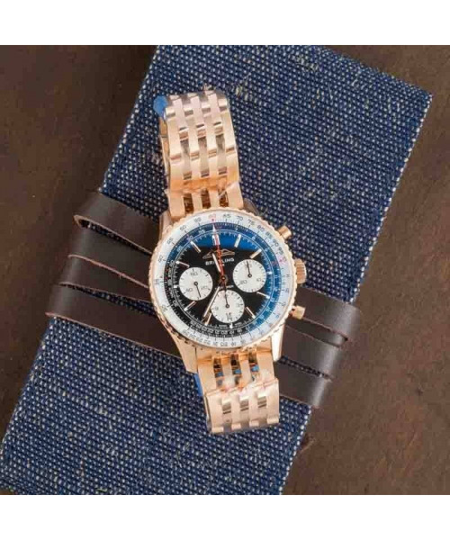 Breitling Navitimer B01 Chronograph 18k Red Gold Black Dial